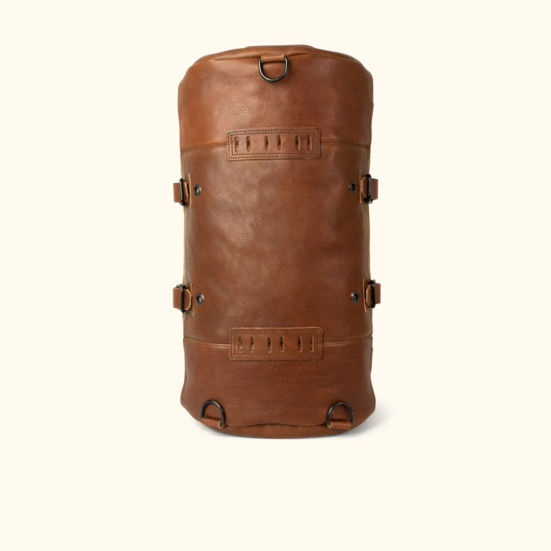 Men's Leather Duffle Bag/Backpack | Field Khaki w/ Chestnut Brown Leather