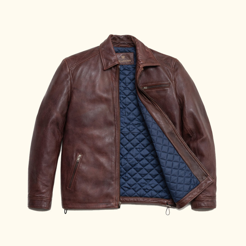 Buffalo Jackson Glenwood Leather Driving Jacket, Mahogany